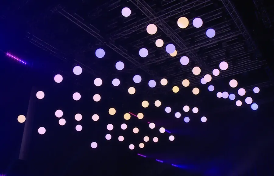 A grid of LED balls at different heights